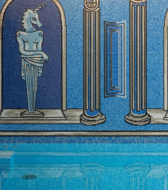 The stylish indoor pool at the H&ocirc;tel Le Magnifique Paris